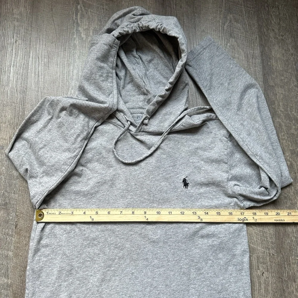 Polo Ralph Lauren Gray Cotton Jersey Hoodie Hooded Drawstring Logo Size XS EXC++